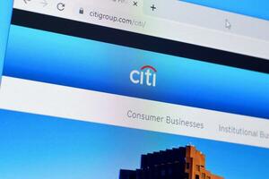 Homepage of citi group website on the display of PC, url - citigroup.com. photo