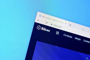 Homepage of bibox website on the display of PC, url - bibox.com. photo