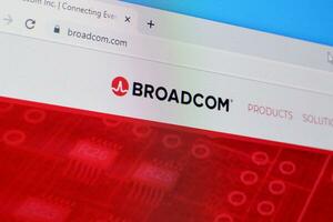 Homepage of broadcom website on the display of PC, url - broadcom.com. photo