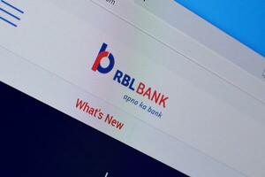 Homepage of rbl bank website on the display of PC, url - rblbank.com. photo