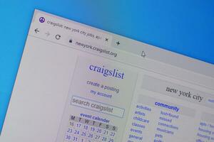 Homepage of craigslist website on the display of PC, url - craigslist.org. photo