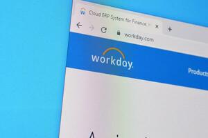 Homepage of workday website on the display of PC, url - workday.com. photo