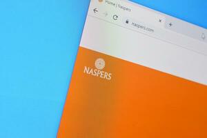 Homepage of naspers website on the display of PC, url - naspers.com. photo
