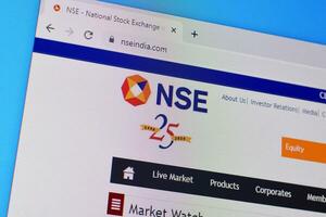 Homepage of nse india website on the display of PC, url - nseindia.com. photo