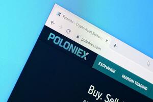 Homepage of poloniex website on the display of PC, url - poloniex.com. photo