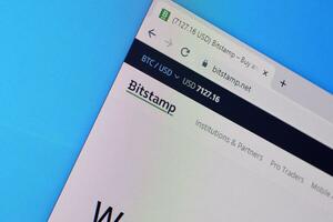 Homepage of bitstamp website on the display of PC, url - bitstamp.net. photo