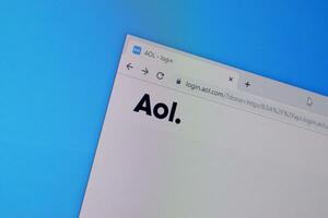 Homepage of aol website on the display of PC, url - aol.com. photo