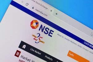 Homepage of nse india website on the display of PC, url - nseindia.com. photo