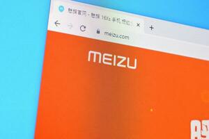 Homepage of meizu website on the display of PC, url - meizu.com. photo
