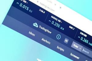 Homepage of tradingview website on the display of PC, url - tradingview.com. photo