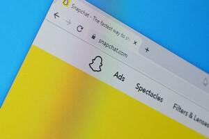 Homepage of snapchat website on the display of PC, url - snapchat.com. photo