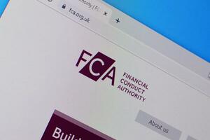 Homepage of fca org website on the display of PC, url - fca.org.uk. photo