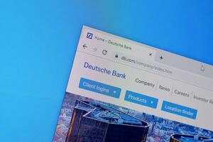 Homepage of deutsche bank website on the display of PC, url - db.com. photo