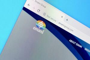 Homepage of emami group website on the display of PC, url - emamigroup.com. photo