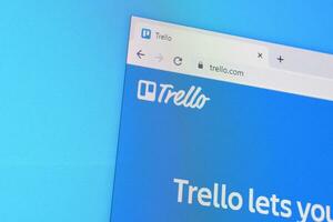 Homepage of trello website on the display of PC, url - trello.com. photo