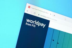 Homepage of worldpay website on the display of PC, url - worldpay.com. photo