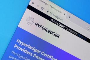 Homepage of hyper ledger website on the display of PC, url - hyperledger.org. photo