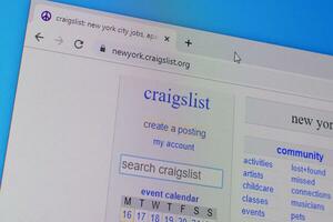 Homepage of craigslist website on the display of PC, url - craigslist.org. photo