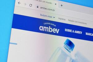 Homepage of ambev website on the display of PC, url - ambev.com.br. photo