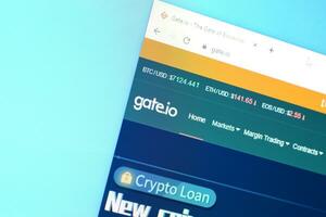 Homepage of gateio website on the display of PC, url - gate.io. photo