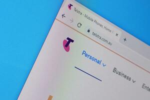 Homepage of telstra website on the display of PC, url - telstra.com.au. photo