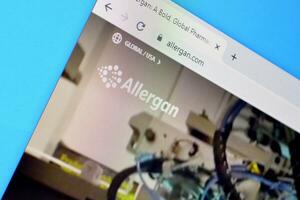 Homepage of allergan website on the display of PC, url - allergan.com. photo