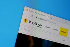 Homepage of storyblocks website on the display of PC, url - storyblocks.com. photo