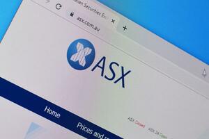 Homepage of asx website on the display of PC, url - asx.com.au. photo
