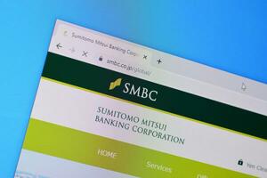 Homepage of smbc website on the display of PC, url - smbc.co.jp. photo