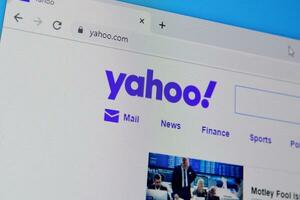 Homepage of yahoo website on the display of PC, url - yahoo.com. photo