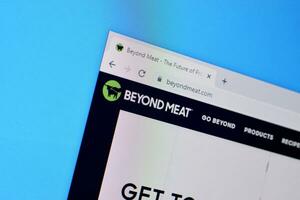 Homepage of beyond meat website on the display of PC, url - beyondmeat.com. photo
