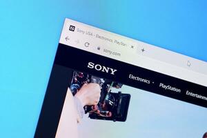 Homepage of sony website on the display of PC, url - sony.com. photo