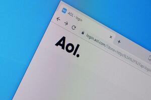 Homepage of aol website on the display of PC, url - aol.com. photo
