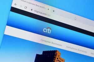 Homepage of citi group website on the display of PC, url - citigroup.com. photo