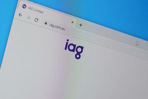 Homepage of iag insurance australia group website on the display of PC, url - iag.com.au. photo