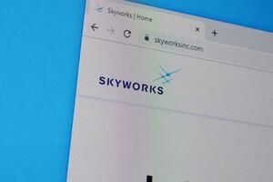 Homepage of skyworks inc website on the display of PC, url - skyworksinc.com. photo