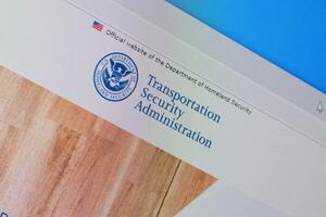 Homepage of tsa website on the display of PC, url - tsa.gov. photo