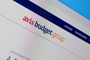 Homepage of avis budget group website on the display of PC, url - avisbudgetgroup.com. photo