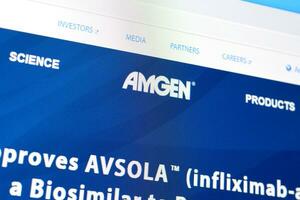 Homepage of amgen website on the display of PC, url - amgen.com. photo