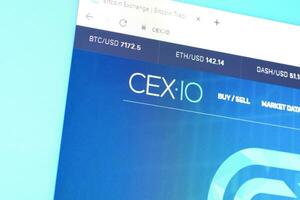 Homepage of cexio website on the display of PC, url - cex.io. photo