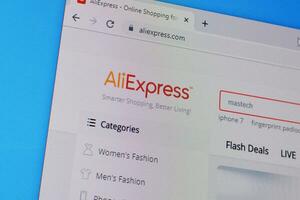 Homepage of aliexpress website on the display of PC, url - aliexpress.com. photo