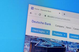 Homepage of deutsche bank website on the display of PC, url - db.com. photo