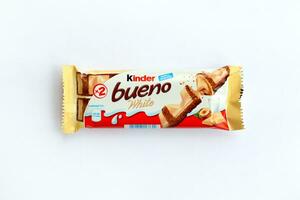 Kinder Bueno white chocolate is a confectionery product brand line of Italian confectionery multinational manufacturer Ferrero photo