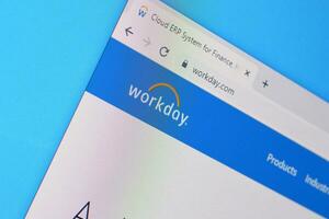 Homepage of workday website on the display of PC, url - workday.com. photo