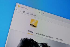Homepage of nikon website on the display of PC, url - nikon.com. photo