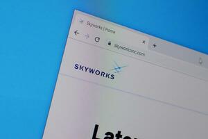 Homepage of skyworks inc website on the display of PC, url - skyworksinc.com. photo