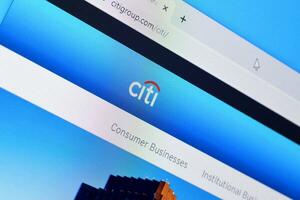 Homepage of citi group website on the display of PC, url - citigroup.com. photo