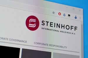 Homepage of steinhoff international website on the display of PC, url - steinhoffinternational.com. photo