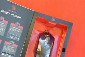 P93 Bloody cybersport gaming mouse by A4Tech Co Ltd, a Taiwanese computer hardware and electronics company photo