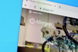 Homepage of allergan website on the display of PC, url - allergan.com. photo